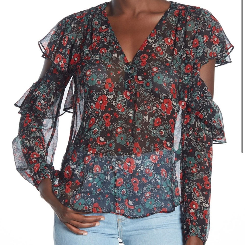 NWOT Veronica Beard Blakely Floral Ruffle Top